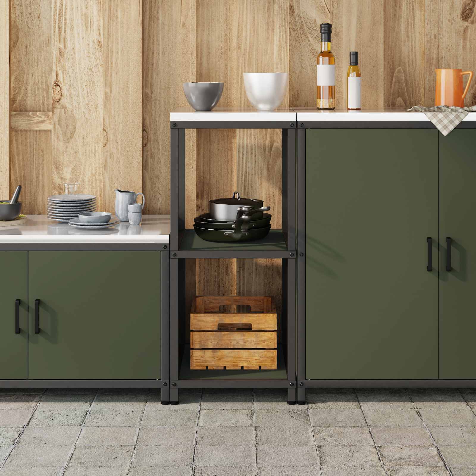 Stoccaggio in cucina HATTEM Verde Oliva 40 x 50 x 92 cm Acciaio | homemem39