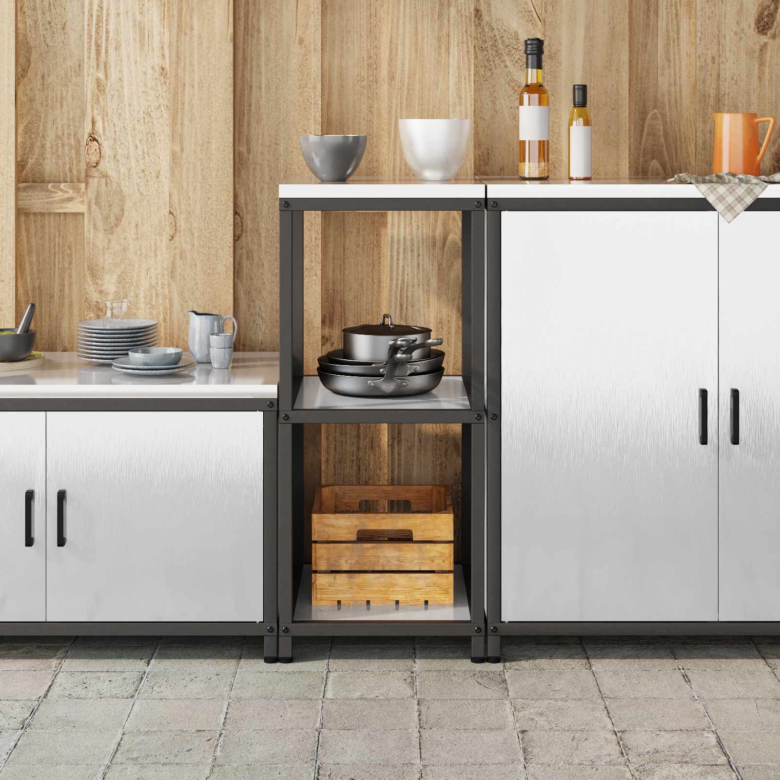 Stoccaggio in cucina HATTEM Argento 40 x 50 x 92 cm Acciaio | homemem39
