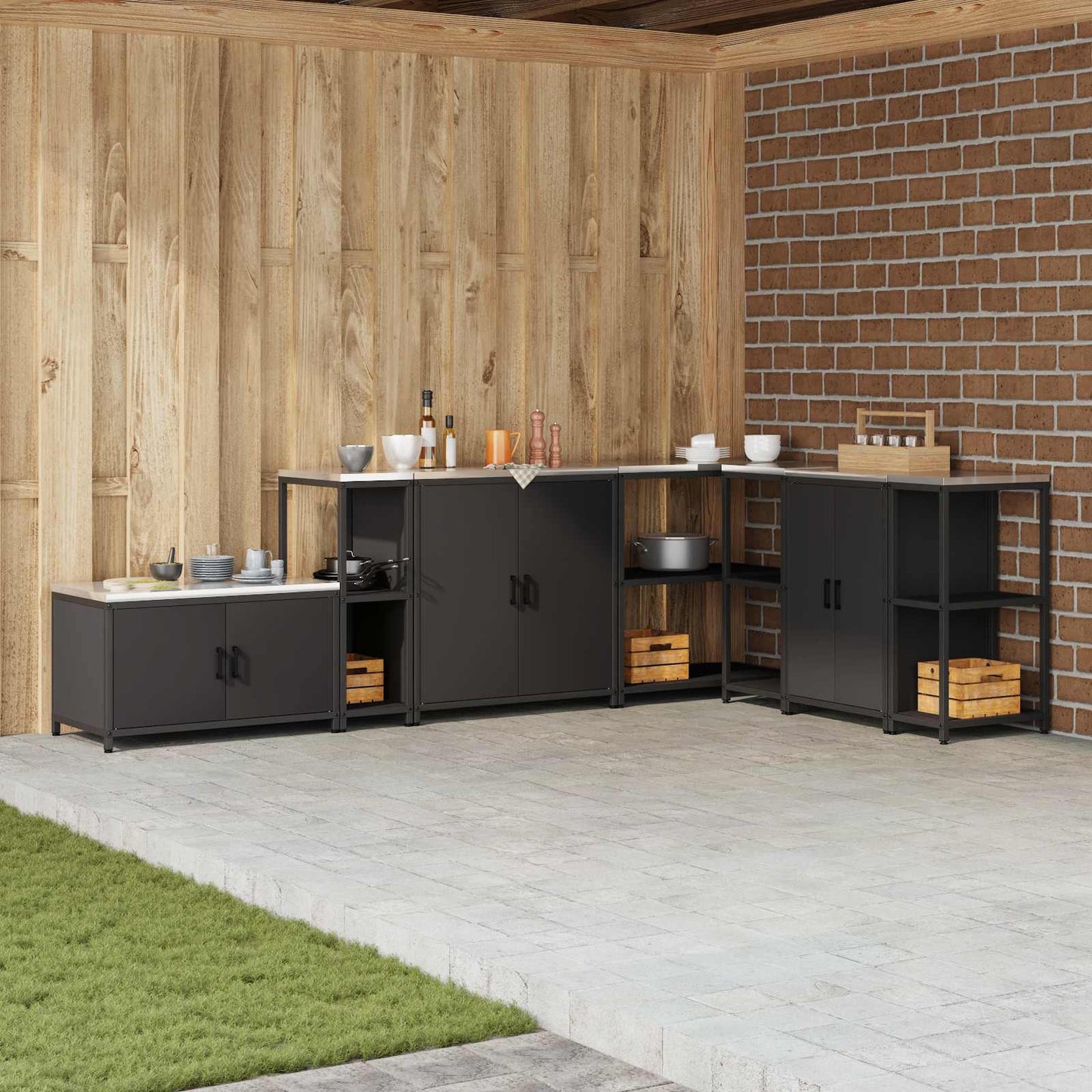 Stoccaggio in cucina HATTEM Nero 30 x 50 x 92 cm Acciaio