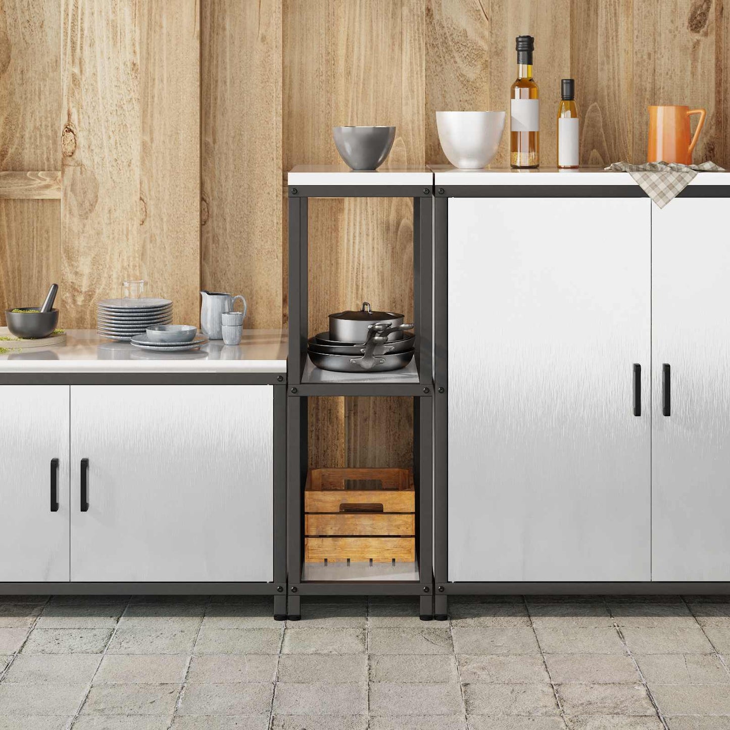 Stoccaggio in cucina HATTEM Argento 30 x 50 x 92 cm Acciaio | homemem39