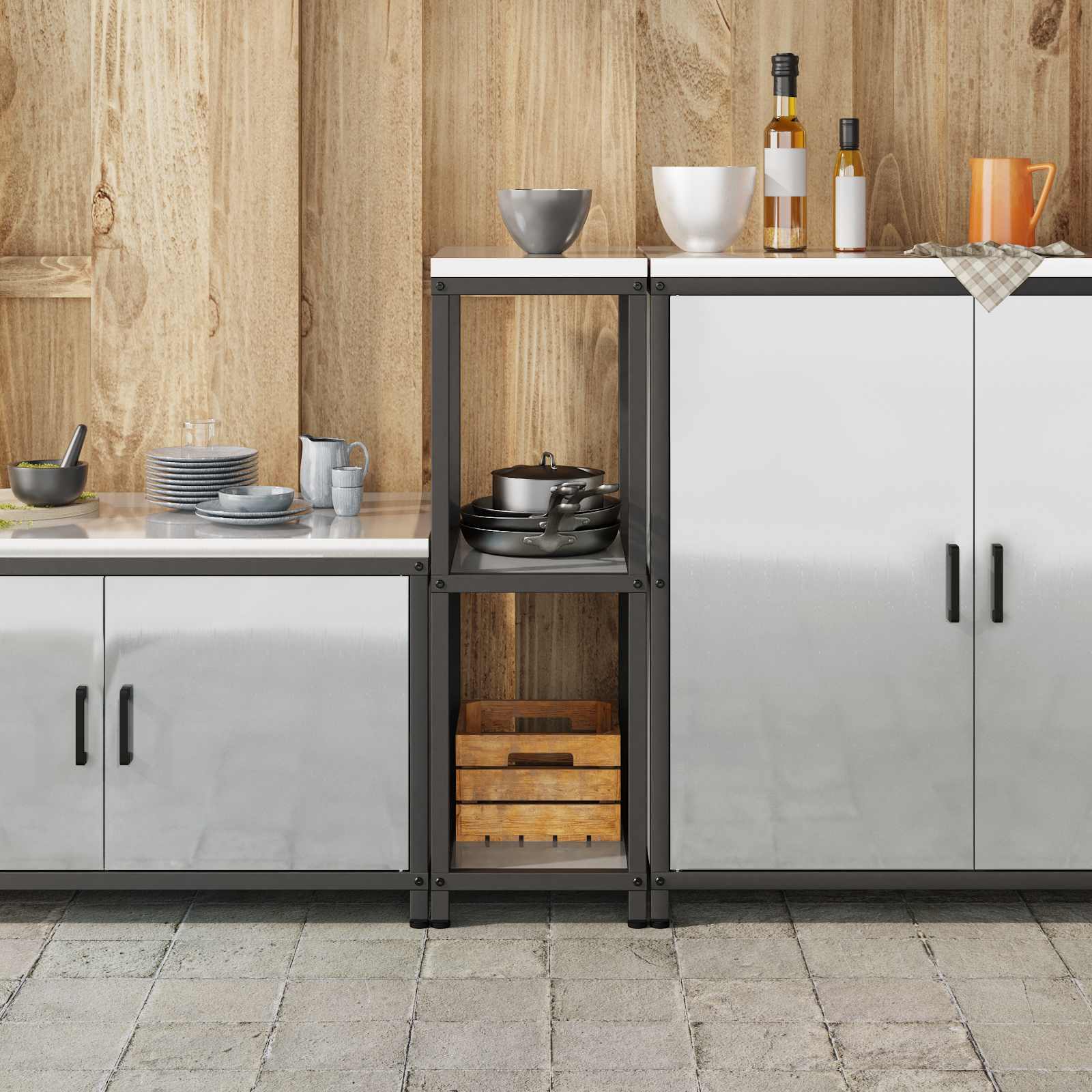 Stoccaggio in cucina HATTEM Argento 30 x 50 x 92 cm Acciaio | homemem39