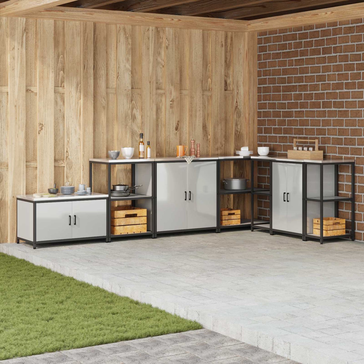 Stoccaggio in cucina HATTEM Argento 90 x 50 x 92 cm Acciaio | homemem39