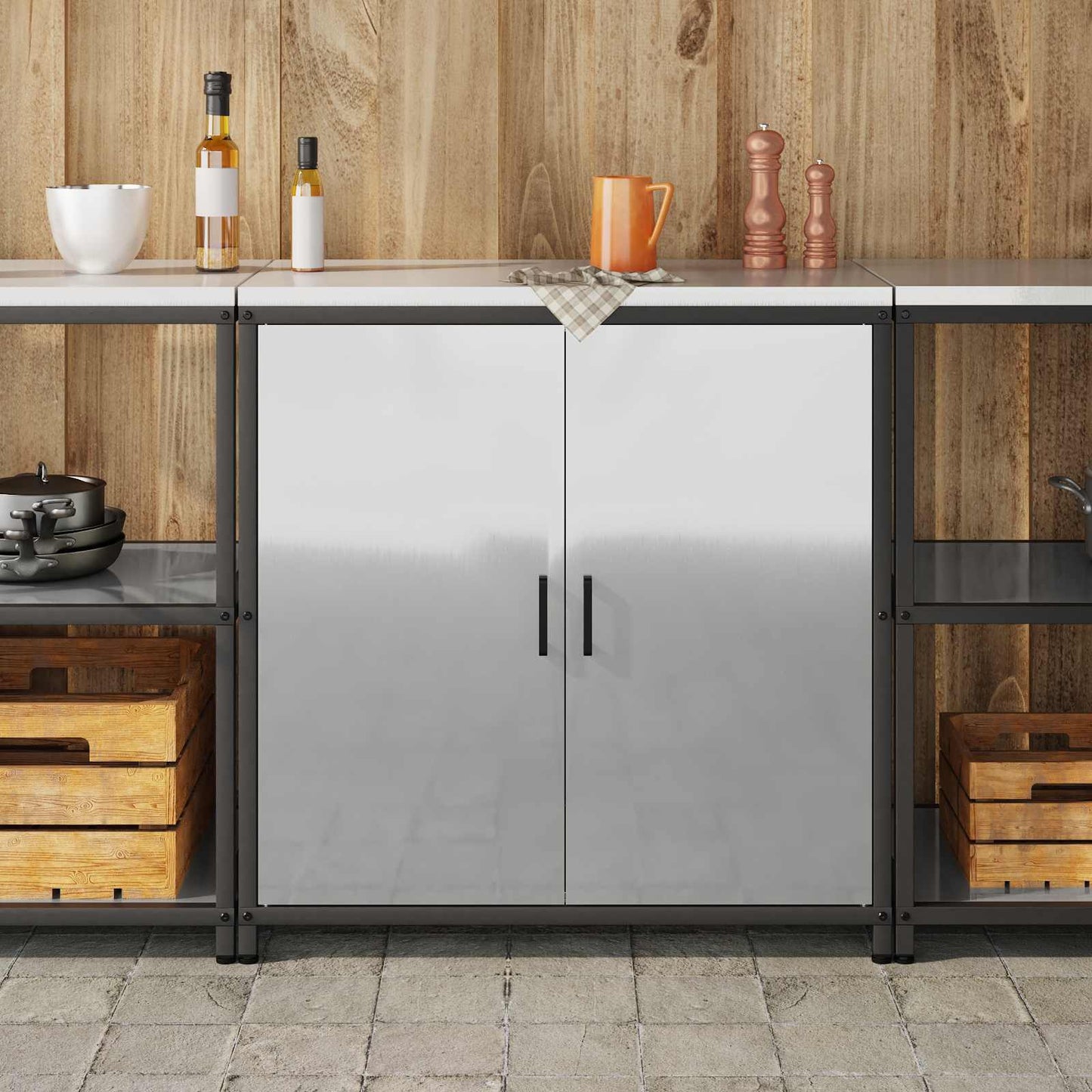 Stoccaggio in cucina HATTEM Argento 90 x 50 x 92 cm Acciaio | homemem39