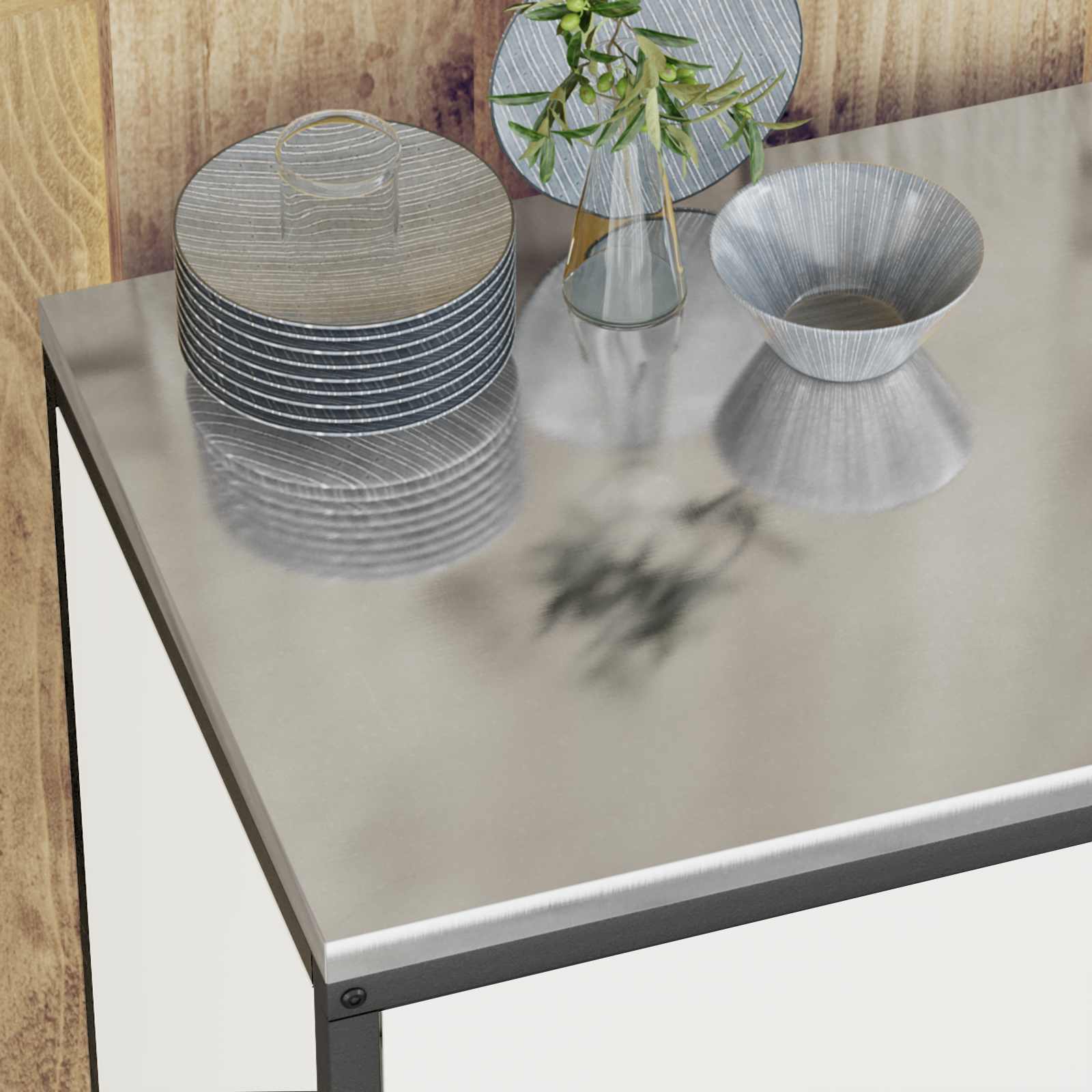 Stoccaggio in cucina HATTEM Bianco 60 x 50 x 92 cm Acciaio | homemem39