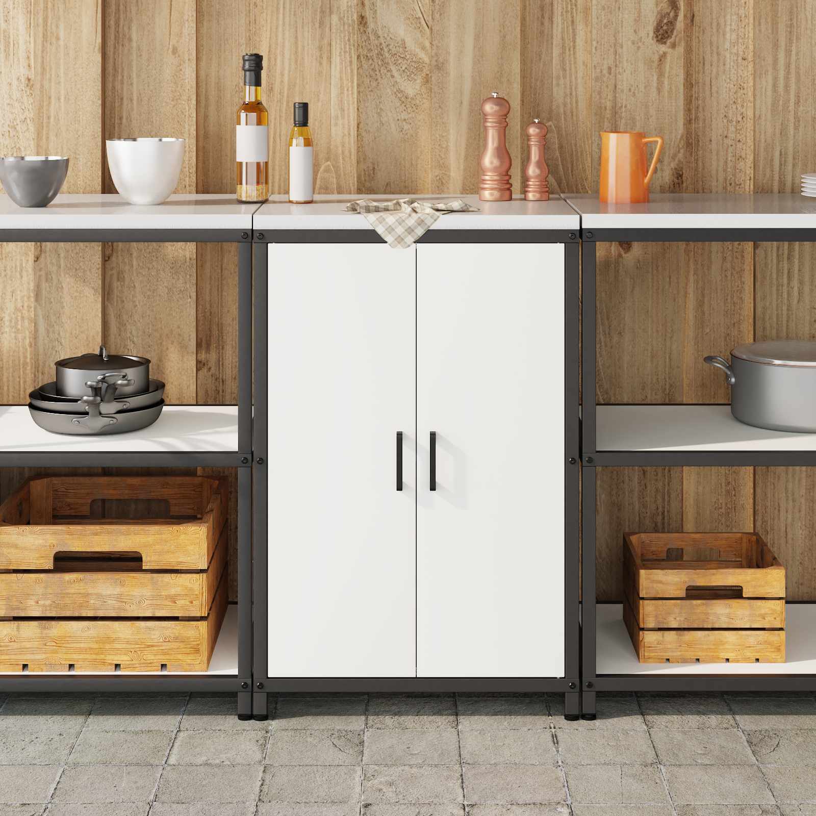 Stoccaggio in cucina HATTEM Bianco 60 x 50 x 92 cm Acciaio | homemem39