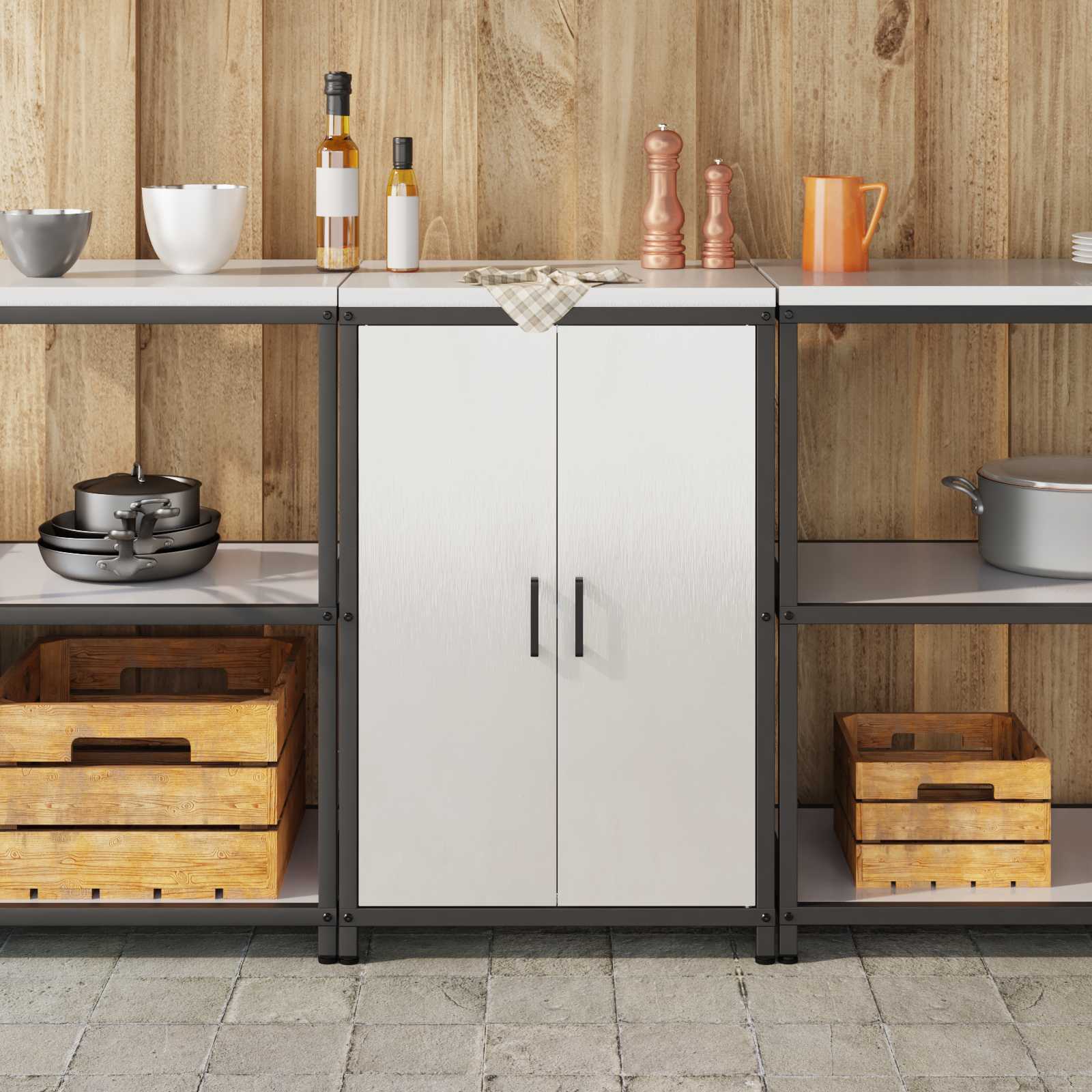 Stoccaggio in cucina HATTEM Argento 60 x 50 x 92 cm Acciaio | homemem39