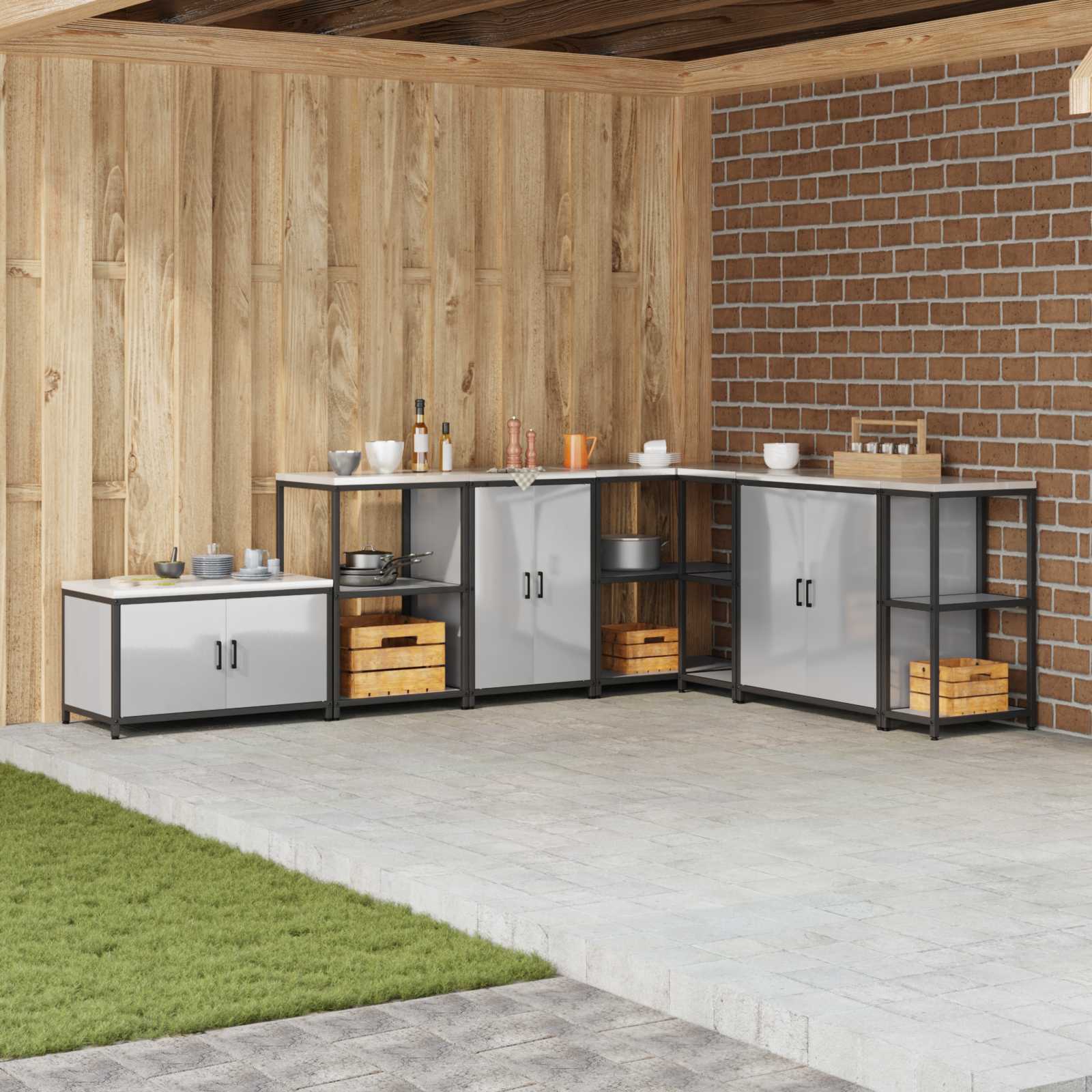Stoccaggio in cucina HATTEM Argento 60 x 50 x 92 cm Acciaio | homemem39