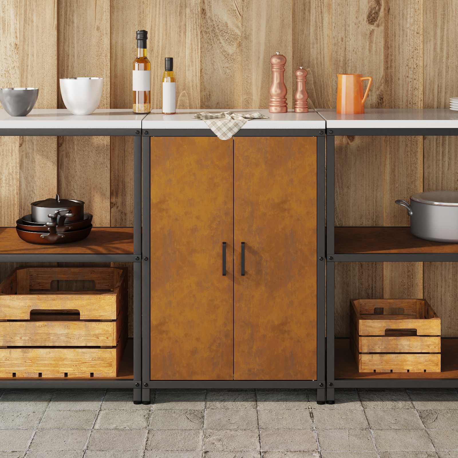 Stoccaggio in cucina HATTEM Ruggine 60 x 50 x 92 cm Acciaio | homemem39