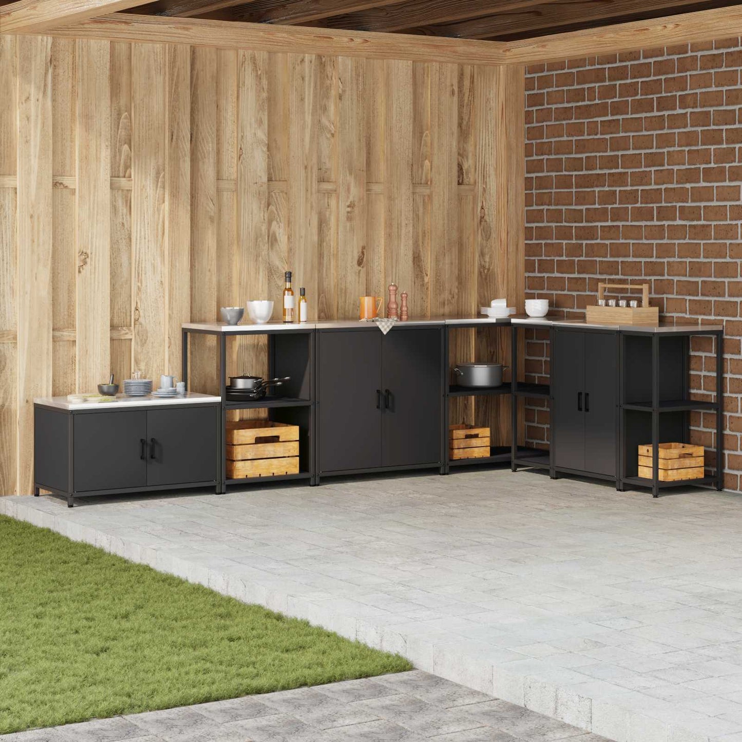 Stoccaggio in cucina HATTEM Nero 90 x 50 x 53 cm Acciaio | homemem39