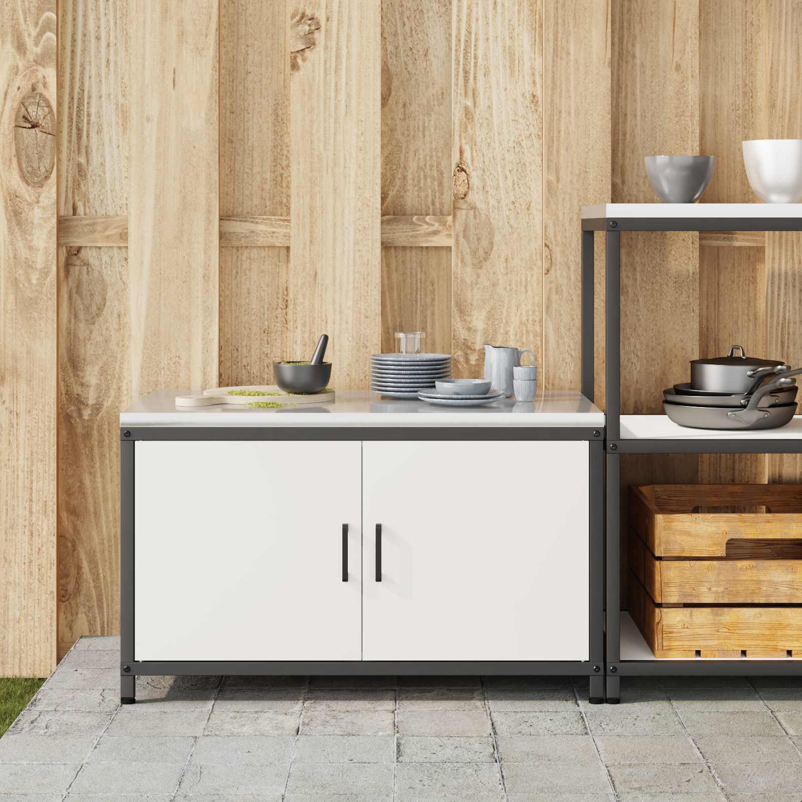 Stoccaggio in cucina HATTEM Bianco 90 x 50 x 53 cm Acciaio | homemem39