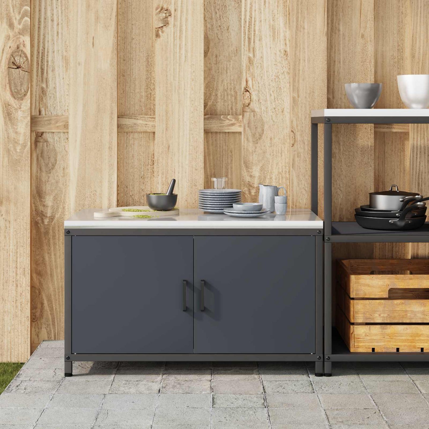 Stoccaggio in cucina HATTEM Antracite 90 x 50 x 53 cm Acciaio | homemem39