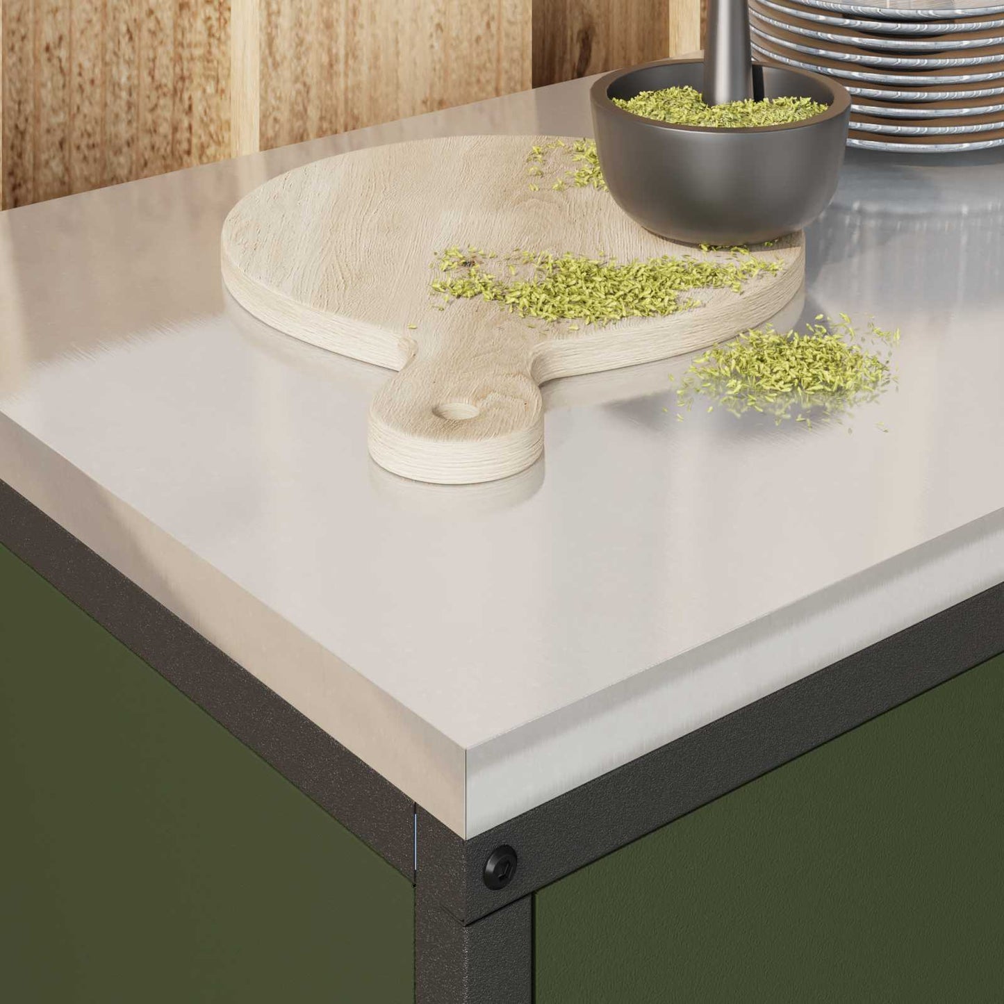Stoccaggio in cucina HATTEM Verde Oliva 90 x 50 x 53 cm Acciaio