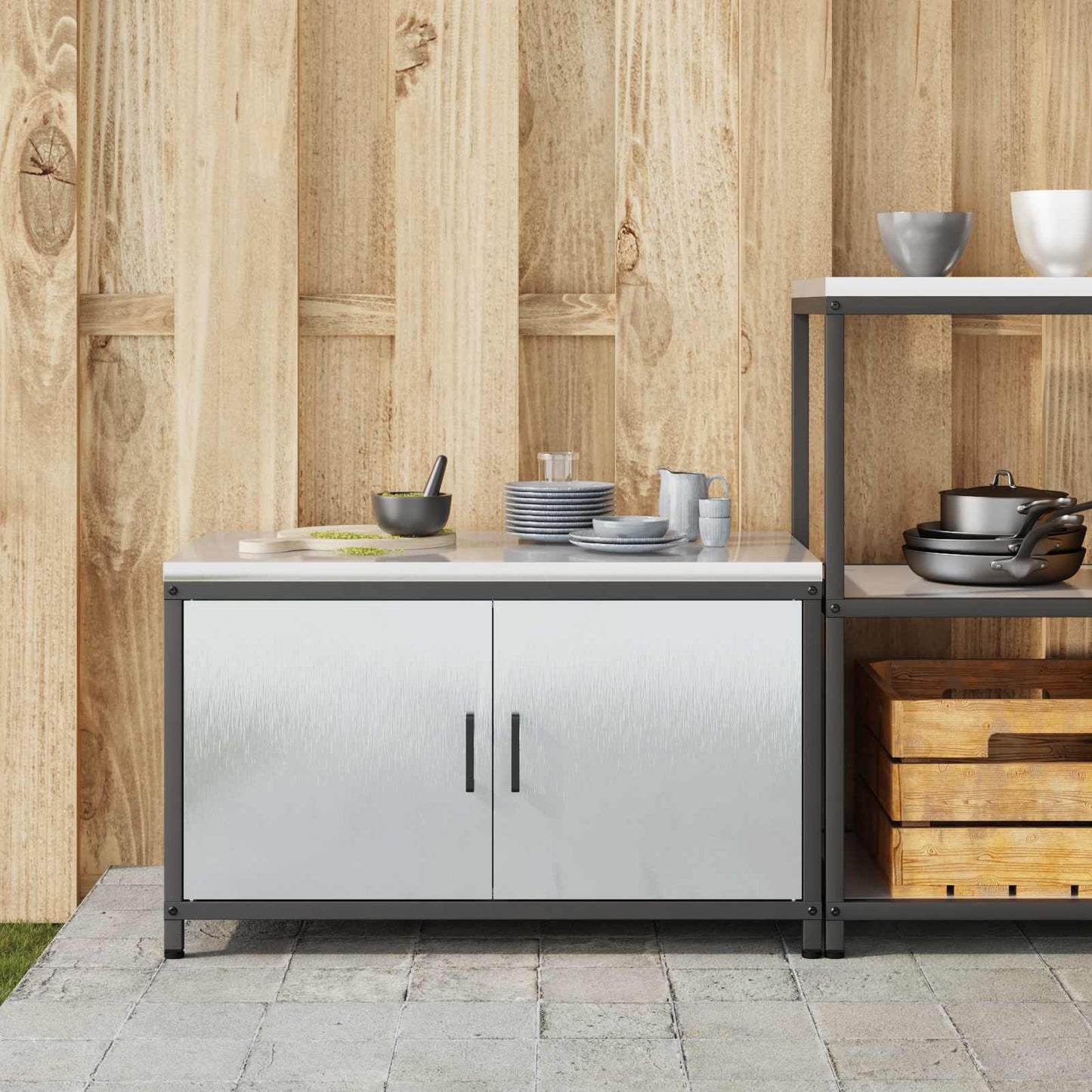 Stoccaggio in cucina HATTEM Argento 90 x 50 x 53 cm Acciaio | homemem39