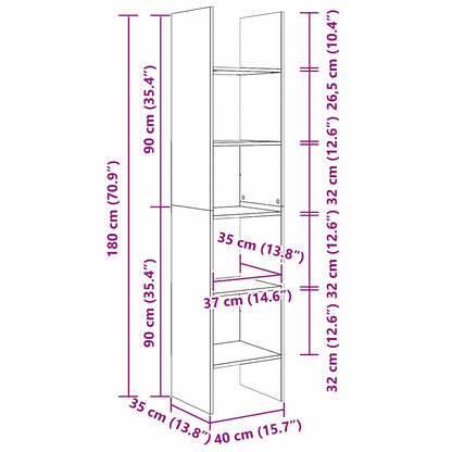 Armadio per Libri Legno vecchio 40 x 35 x 180 cm