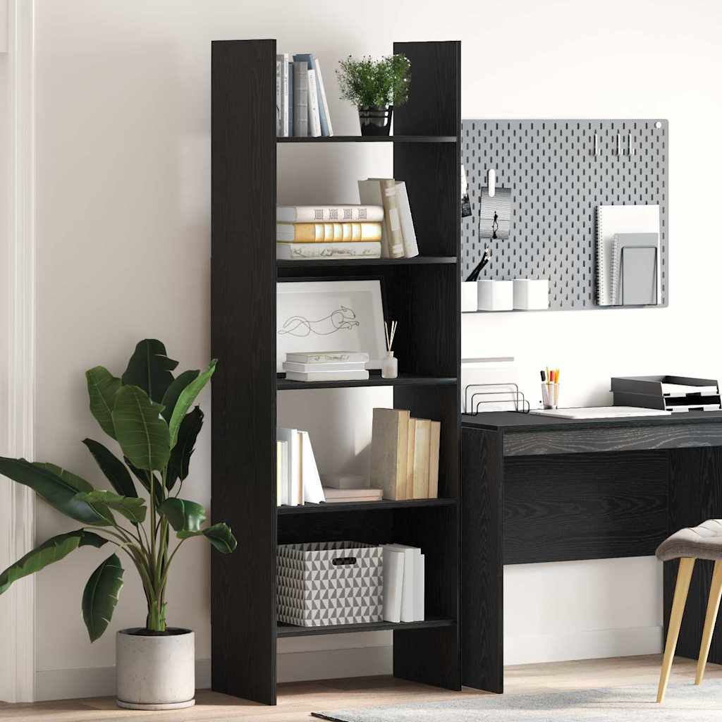Armadio per Libri Rovere Nero 60 x 35 x 180 cm
