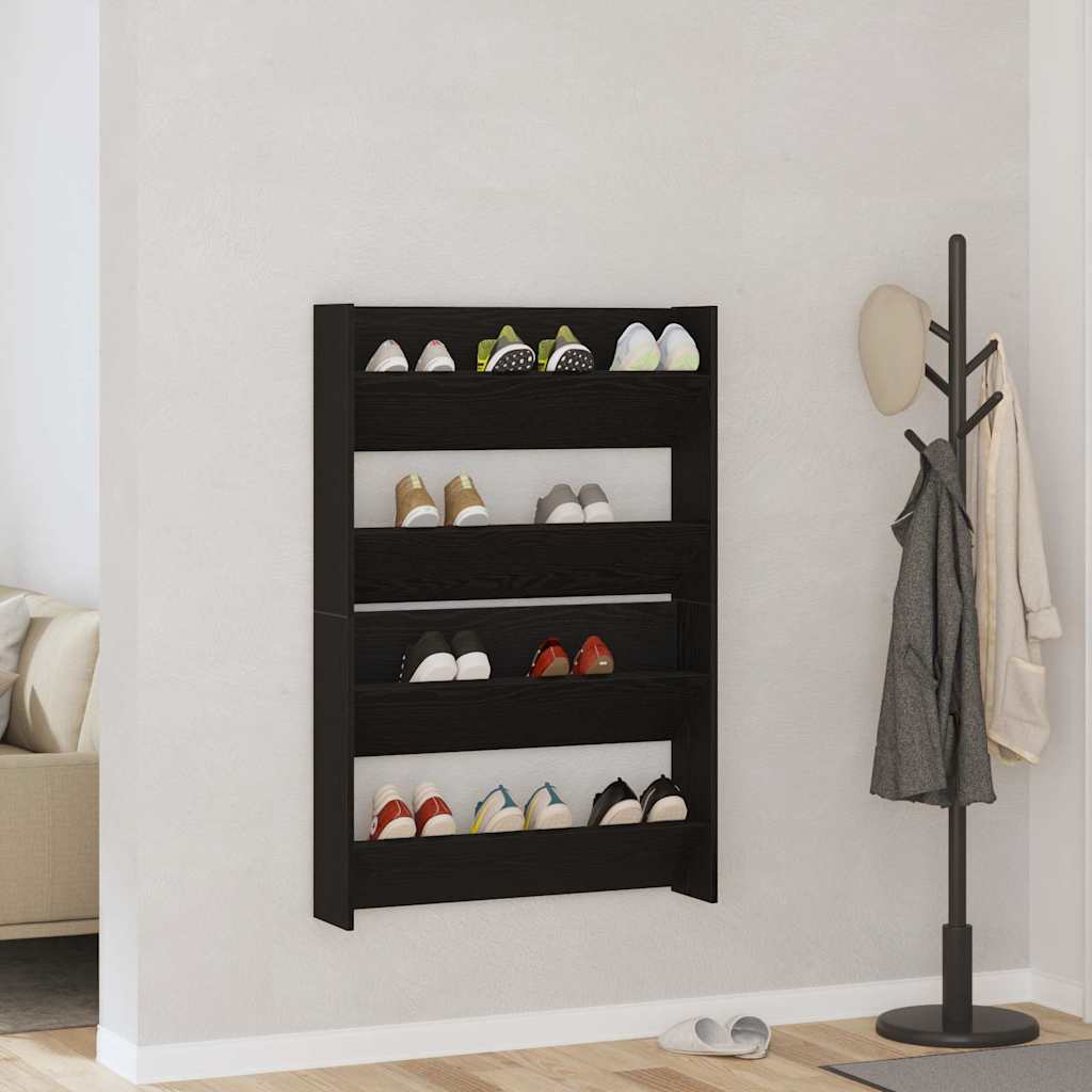 Mobile per scarpe 2 pcs Rovere Nero 85 x 18 x 90 cm