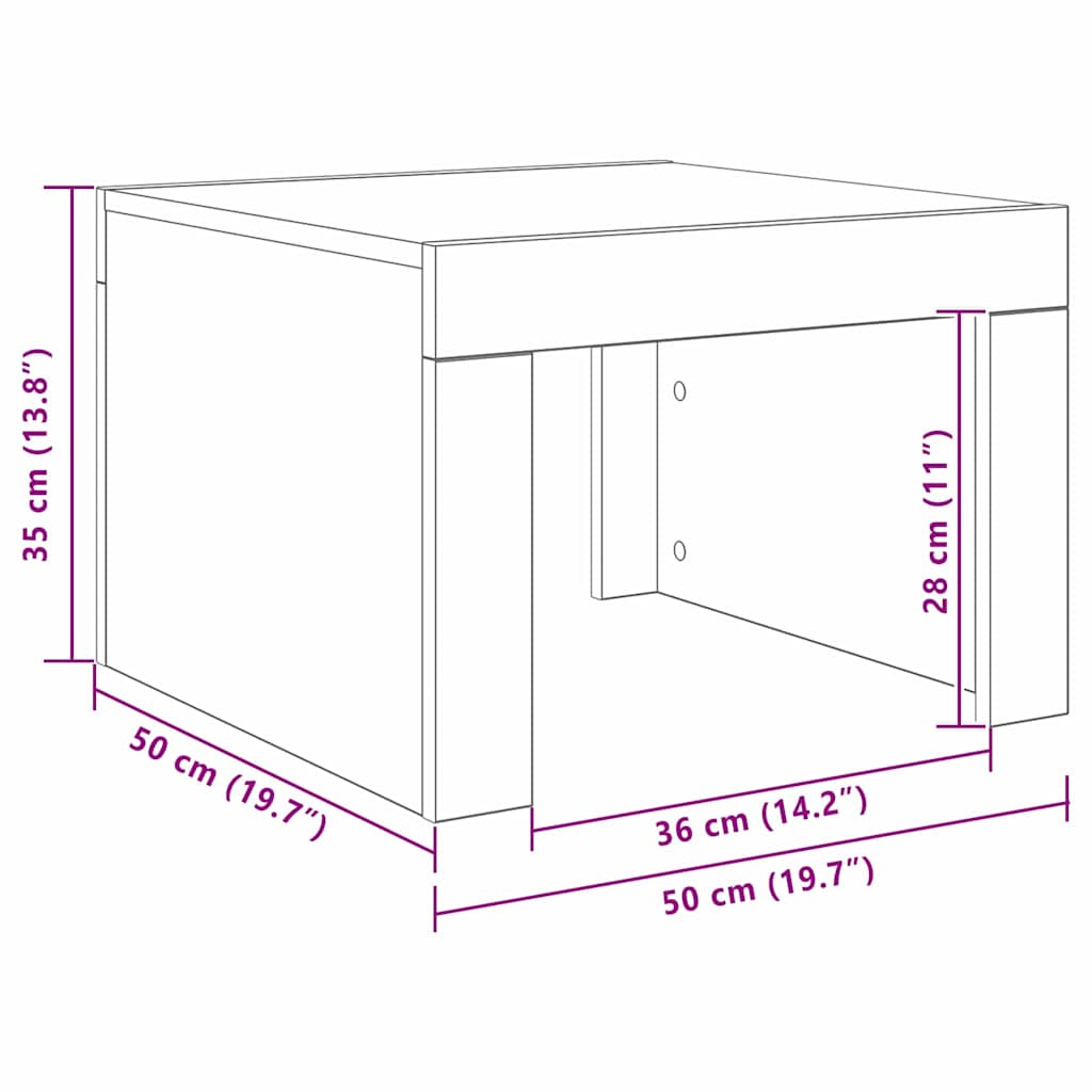 Tavolino da salotto Rovere artigianale 50 x 50 x 35 cm