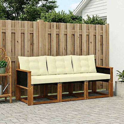 Set di divani da esterno con cuscino 3 pcs Naturale e Crema | homemem39
