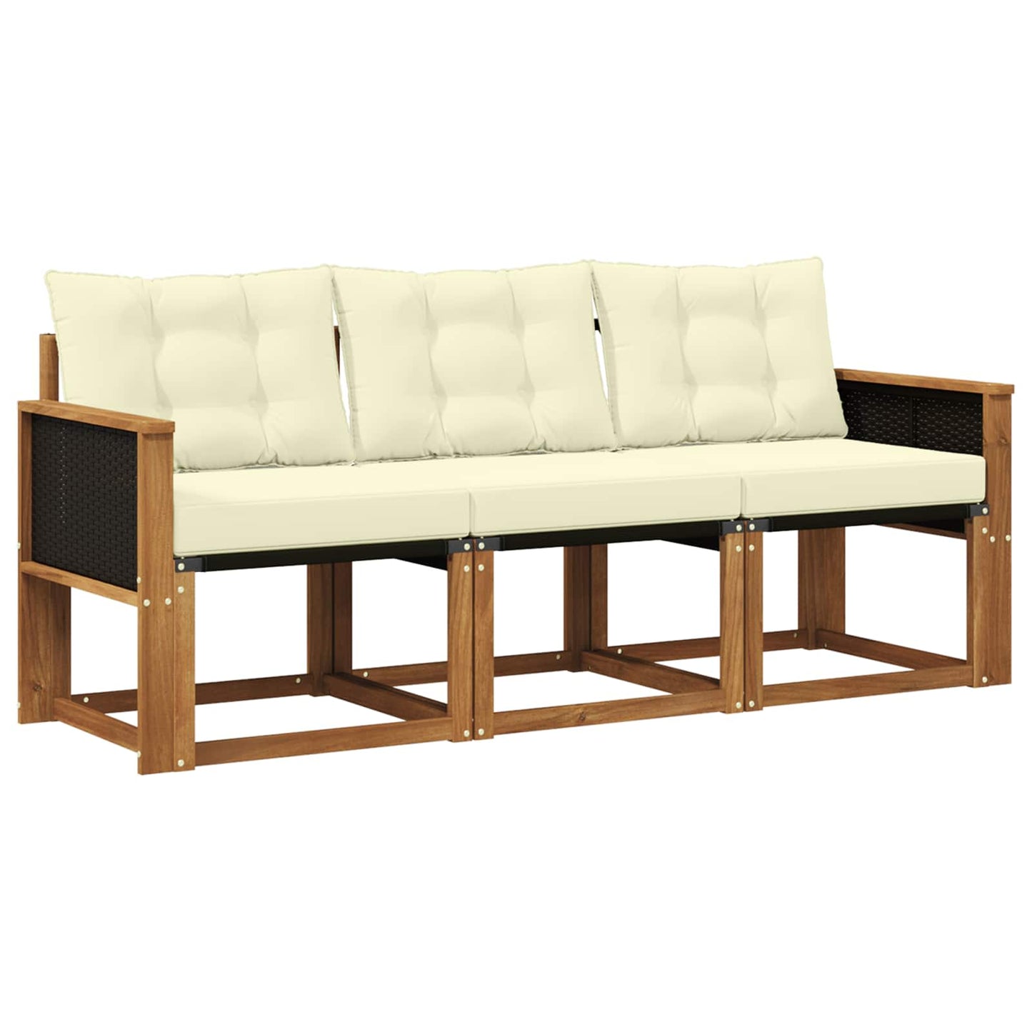 Set di divani da esterno con cuscino 3 pcs Naturale e Crema | homemem39