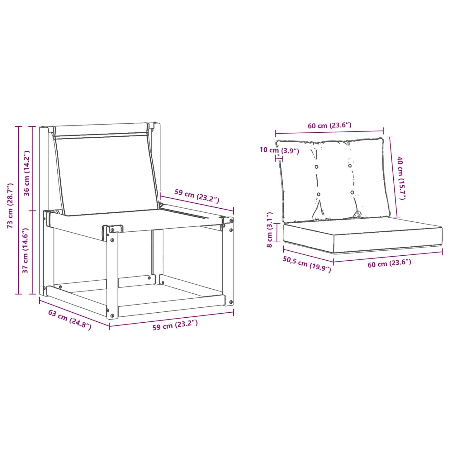 Set di divani da esterno con cuscino 3 pcs Naturale e Beige | homemem39