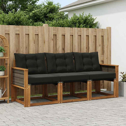 Set di divani da esterno con cuscino 3 pcs Naturale e Nero | homemem39
