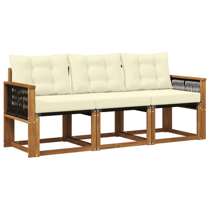 Set di divani da esterno con cuscino 3 pcs Naturale e Crema | homemem39