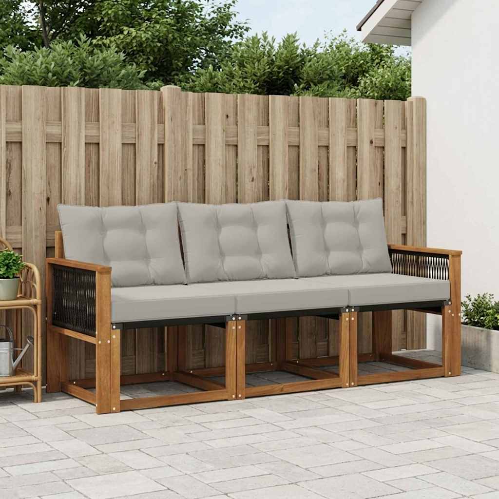 Set di divani da esterno 3 pcs Naturale e Grigio Chiaro | homemem39