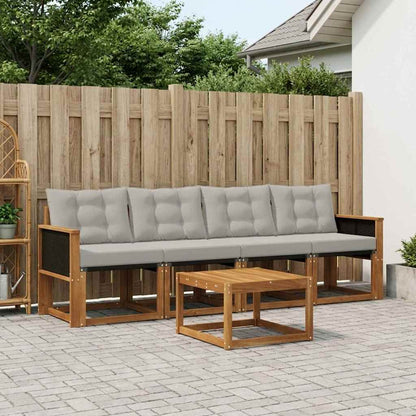 Set di divani da esterno 5 pcs Naturale e Grigio Chiaro