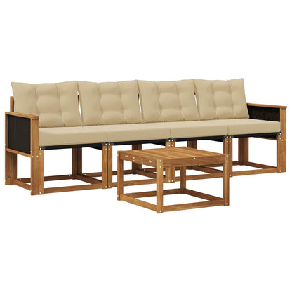 Set di divani da esterno con cuscino 5 pcs Naturale e Beige | homemem39