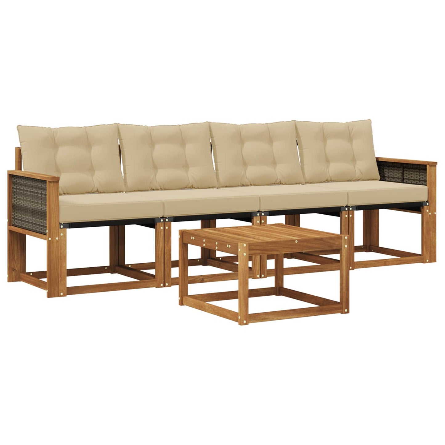 Set di divani da esterno con cuscino 5 pcs Naturale e Beige