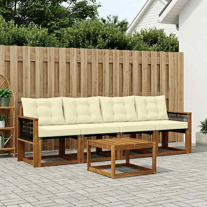 Set di divani da esterno con cuscino 5 pcs Naturale e Crema