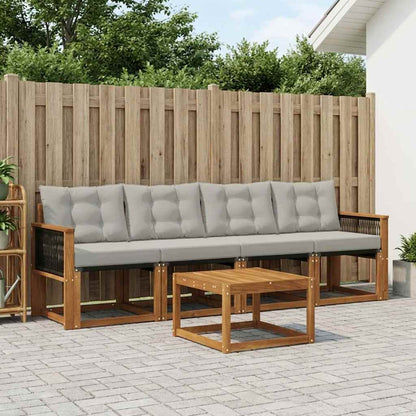 Set di divani da esterno 5 pcs Naturale e Grigio Chiaro