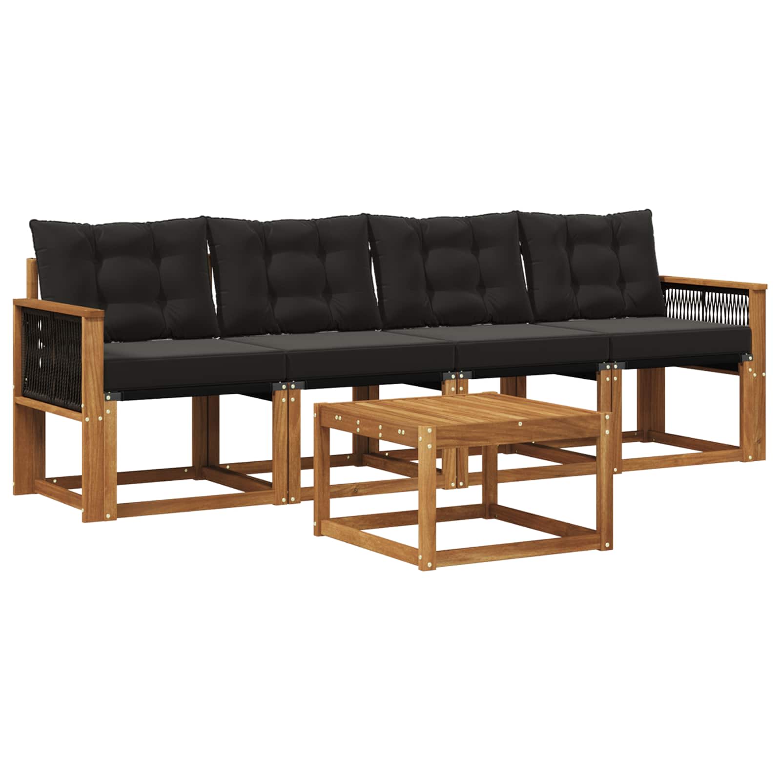 Set di divani da esterno con cuscino 5 pcs Naturale e Nero | homemem39