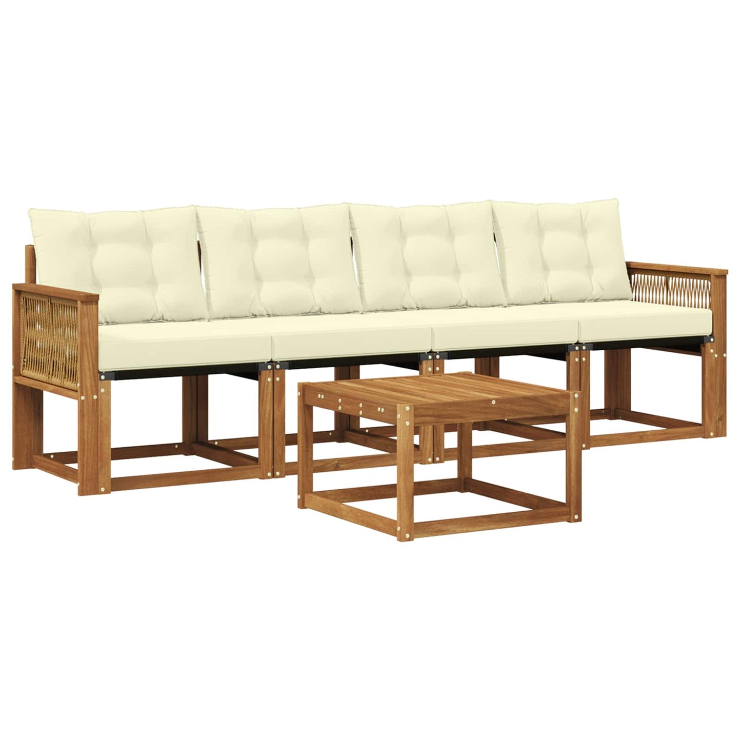 Set di divani da esterno con cuscino 5 pcs Naturale e Crema