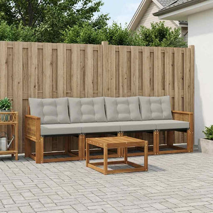 Set di divani da esterno 5 pcs Naturale e Grigio Chiaro | homemem39