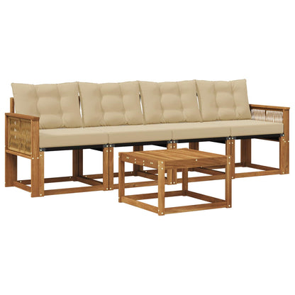 Set di divani da esterno con cuscino 5 pcs Naturale e Beige | homemem39