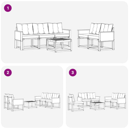 Set di divani da esterno 6 pcs Naturale e Grigio Chiaro