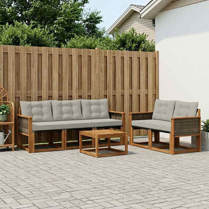 Set di divani da esterno 6 pcs Naturale e Grigio Chiaro