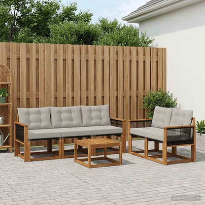 Set di divani da esterno 6 pcs Naturale e Grigio Chiaro