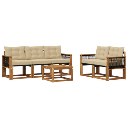 Set di divani da esterno con cuscino 6 pcs Naturale e Beige