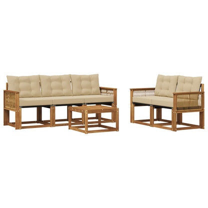 Set di divani da esterno con cuscino 6 pcs Naturale e Beige | homemem39