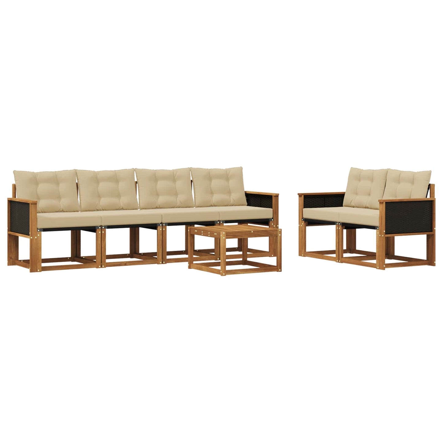 Set di divani da esterno con cuscino 7 pcs Naturale e Beige