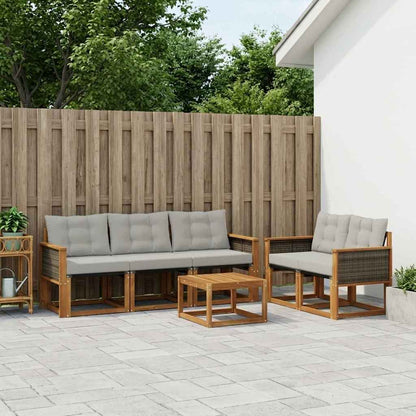 Set di divani da esterno 7 pcs Naturale e Grigio Chiaro