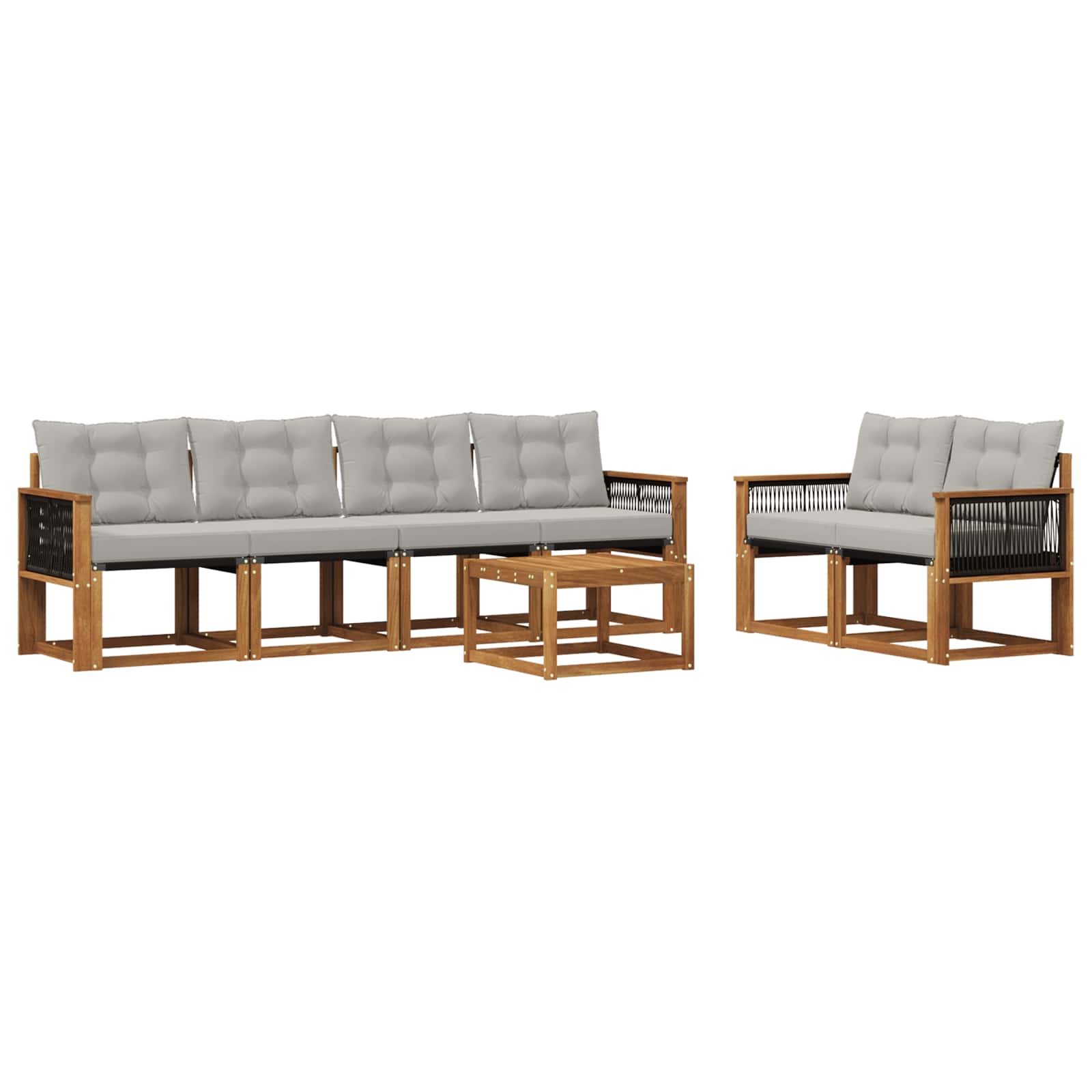 Set di divani da esterno 7 pcs Naturale e Grigio Chiaro | homemem39