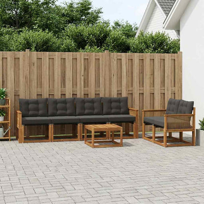 Set di divani da esterno con cuscino 7 pcs Naturale e Nero | homemem39