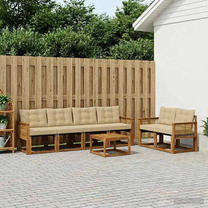 Set di divani da esterno con cuscino 7 pcs Naturale e Beige