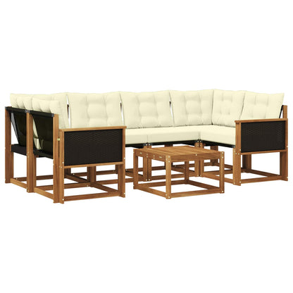 Set di divani da esterno con cuscino 7 pcs Naturale e Crema | homemem39
