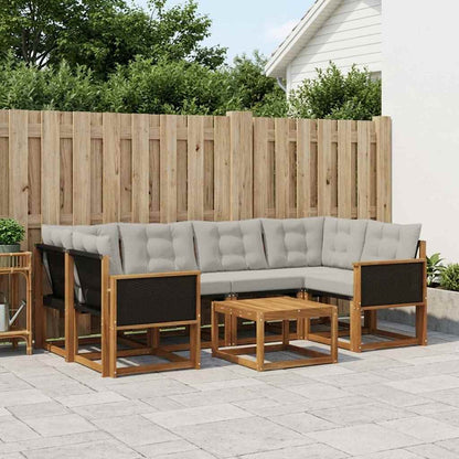 Set di divani da esterno 7 pcs Naturale e Grigio Chiaro