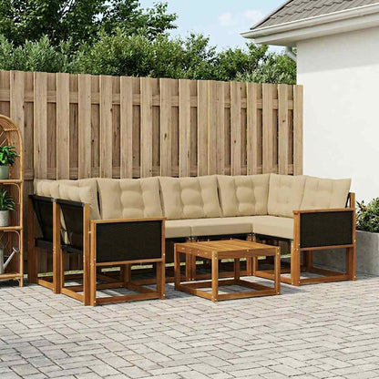 Set di divani da esterno con cuscino 7 pcs Naturale e Beige | homemem39
