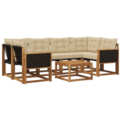 Set di divani da esterno con cuscino 7 pcs Naturale e Beige | homemem39
